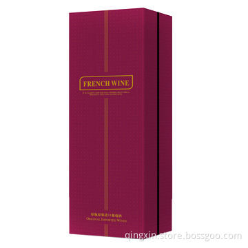 Paper Wine Box with Hanged Lid, Spot UV on the Top for Customized Logo, Flocking Blister